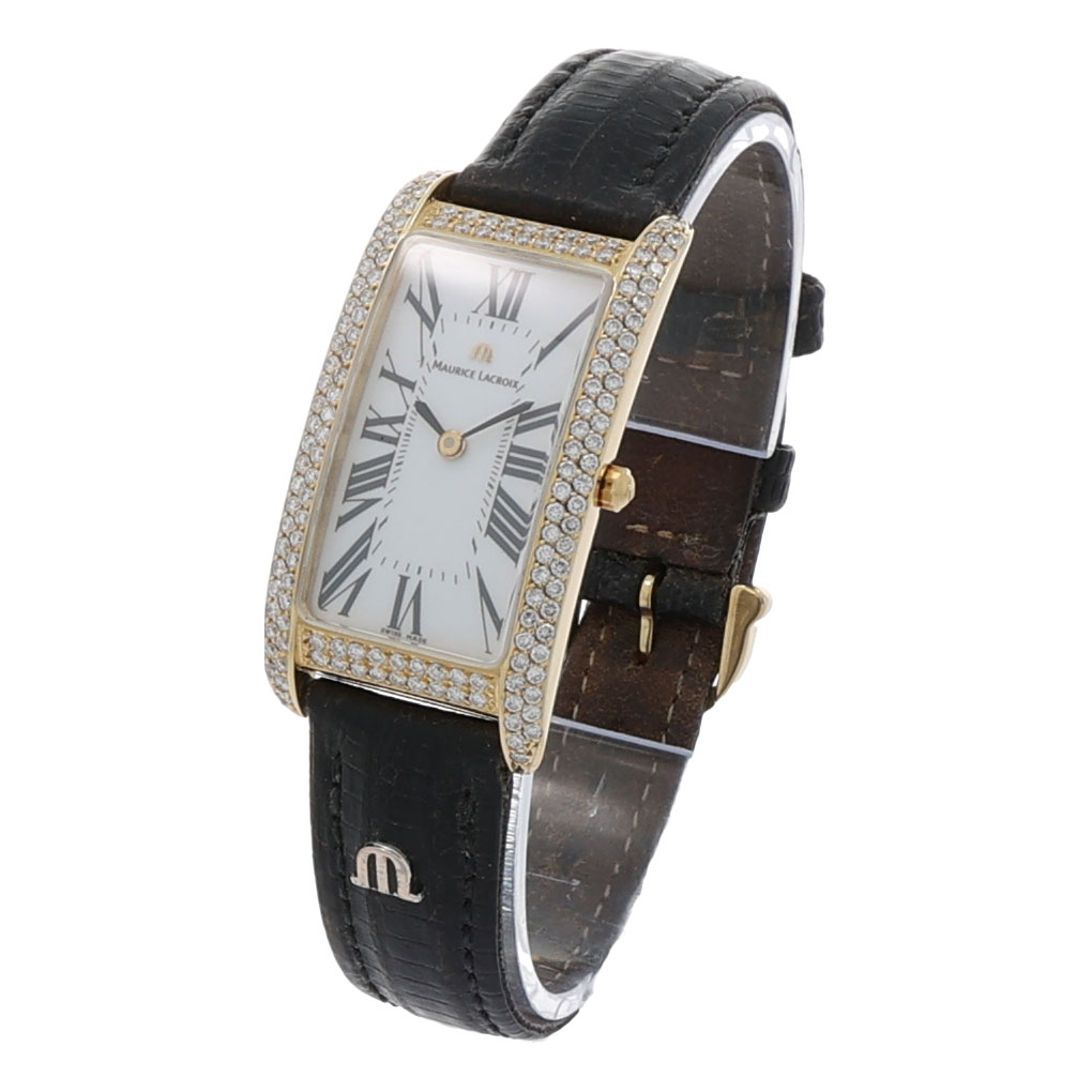 Maurice Lacroix Square Gold 18K Diamond Watch Full Pavée 1 ct TW/vs - Bild 3