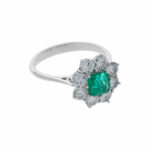 Smaragd Ring Gr. 52,5 Weißgold 750 / 18K mit 1ct Diamanten - Bild 4 Vorschau