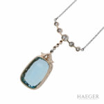 Art Deco Aquamarin Diamant Collier Gelbgold 585 / 14 Kt. & Platin 950 ca. 0,70 ct. - Bild 3 Vorschau