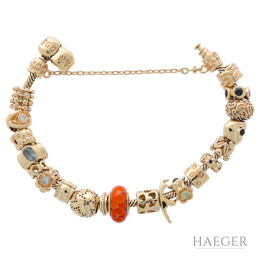 Pandora Moments Schlangengliederarmband m. 21 Charms Gelbgold 585 / 14 Kt. - Bild 3