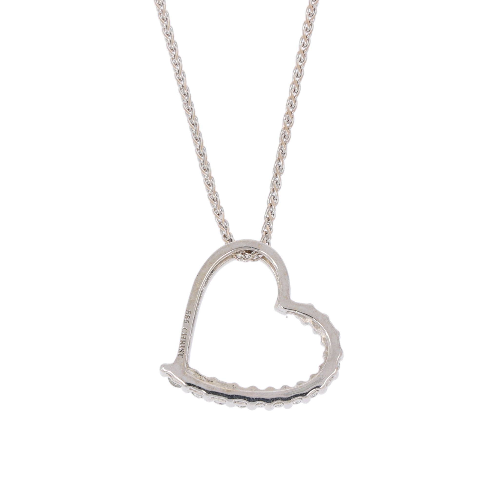 Christ Kette mit Herzanhänger Weißgold 585 / 14K Diamanten ca. 0,5 ct - Bild 3