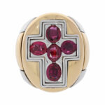 Kreuzring Gr.53 Gelb,- Weißgold 750 / 18K mit 4ct Rubin Vorschau