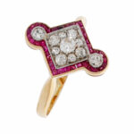 Jugendstil Diamant Rubin Ring Gelbgold 750/18K. Gr. 54 Vorschau