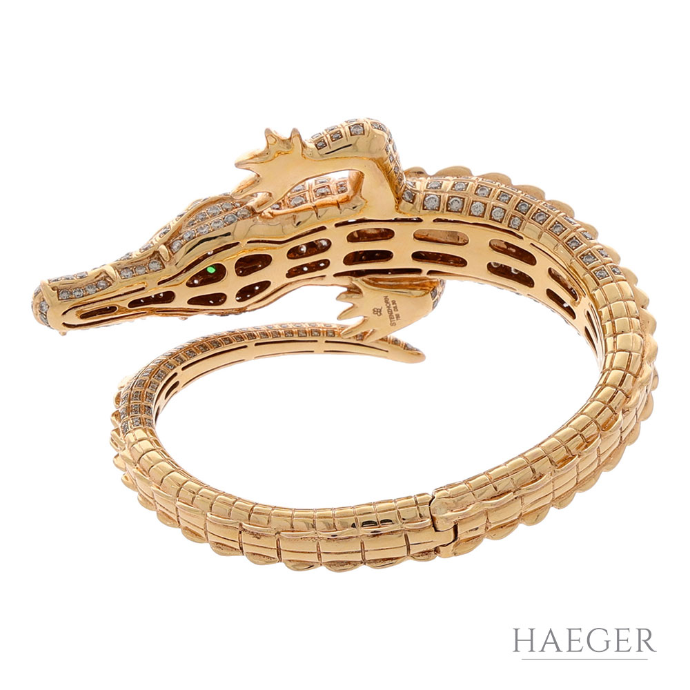 Stenzhorn Diamant Krokodil Armreif Roségold 750 / 18 Kt. gesamt ca. 9,25 ct. - Bild 3