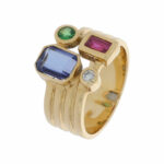 Diamant Saphir Rubin Smaragd Ring Gelbgold 750/18K Gr. 57 - Bild 3 Vorschau