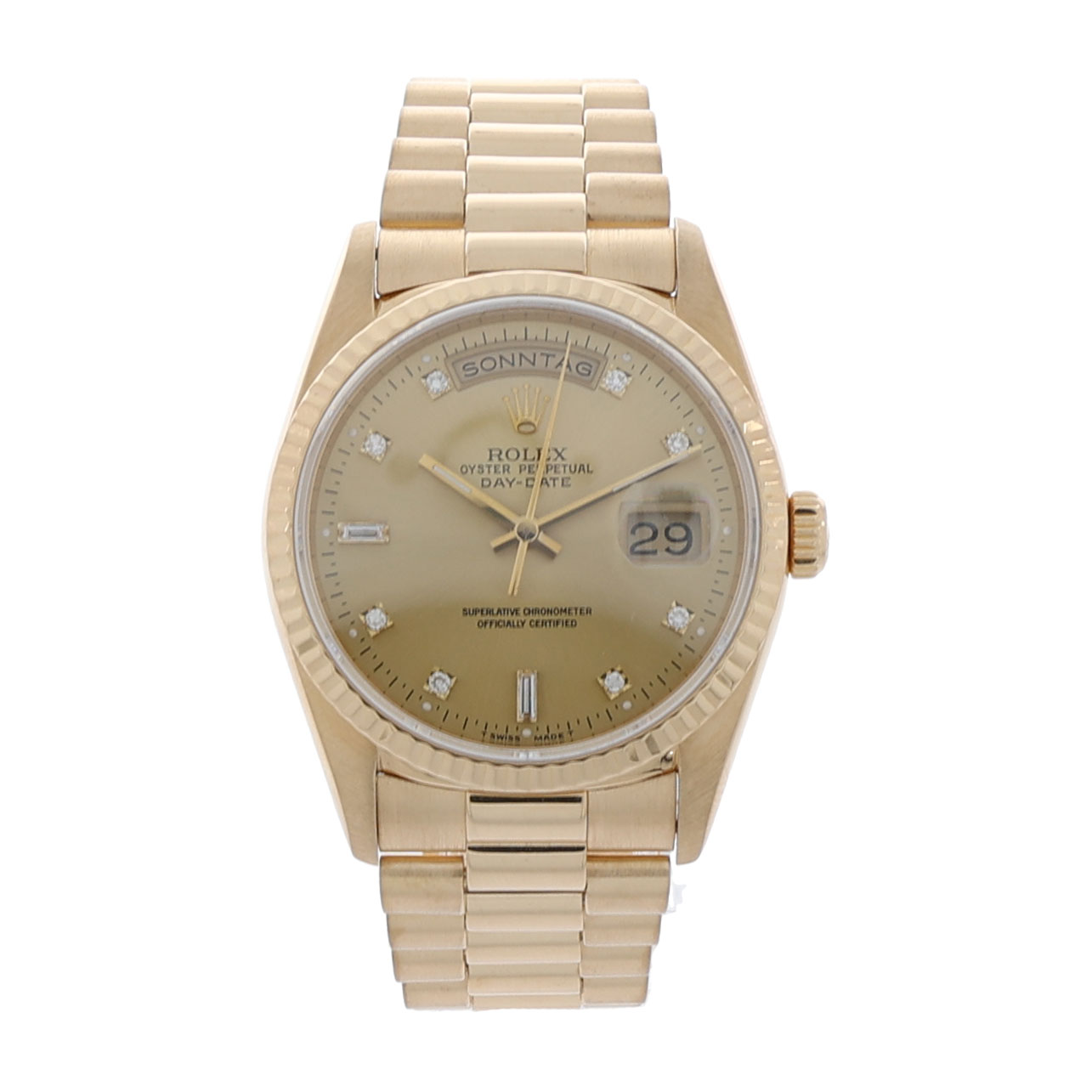 Rolex Day-Date 36 President Ref 18238 Diamond Dial Box & Papers 1991