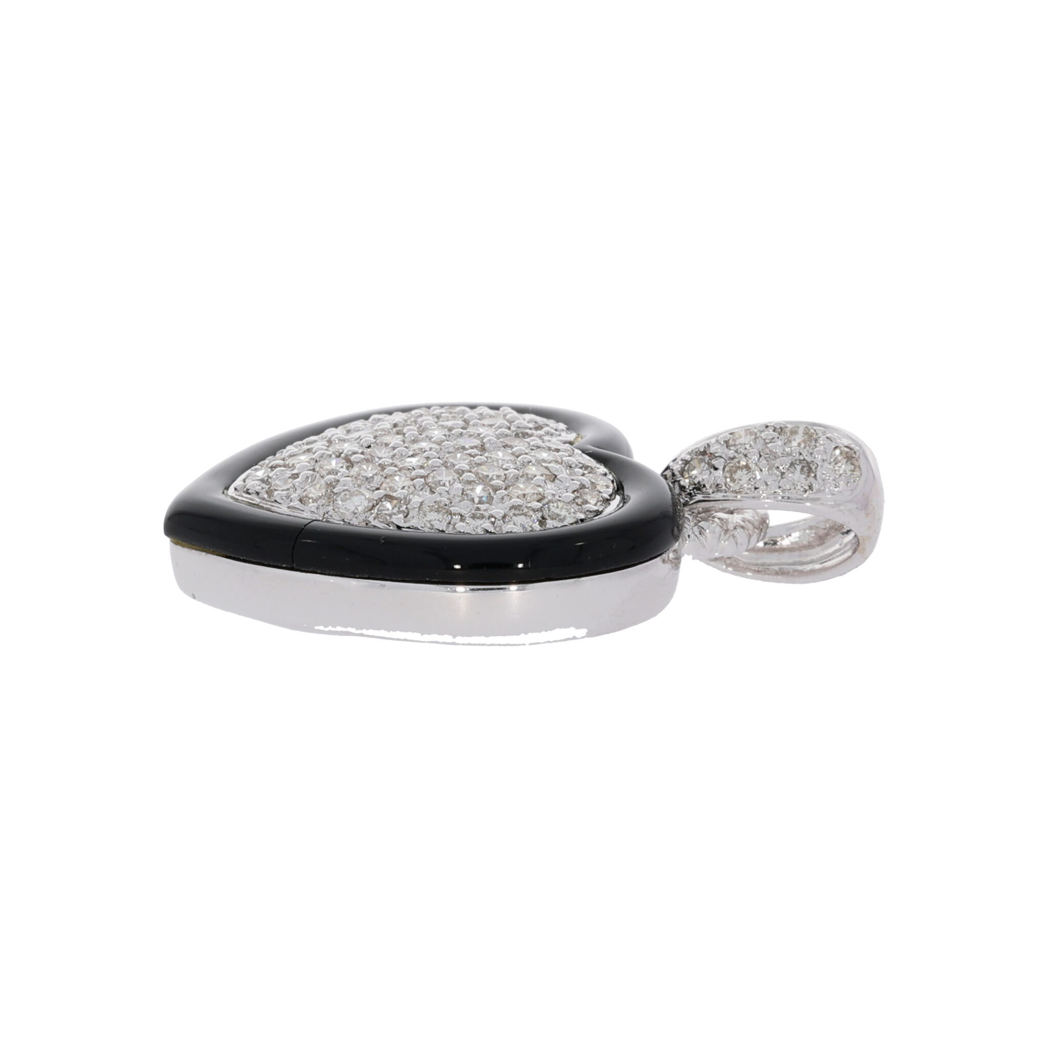 Onyx Diamant Herz Anhänger Weißgold 750/18K. ca. 0,86ct - Bild 3