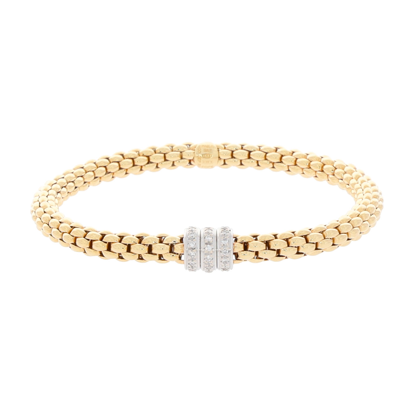 FOPE Flex it Solo Armband 750 Weiß,- Gelb,- Roségold SET mit Diamanten