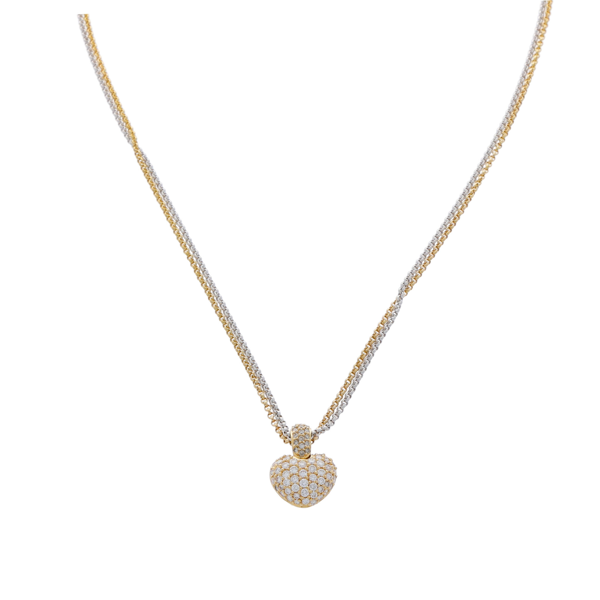 Kette mit Diamant Herzanhänger Gelb & Weißgold 750/18K. - Bild 2
