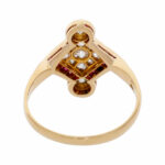 Jugendstil Diamant Rubin Ring Gelbgold 750/18K. Gr. 54 - Bild 3 Vorschau