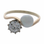 Ring Gr.55 Gelbgold 585 / 14K mit 1ct Diamant und Zuchtperle - Bild 2 Vorschau