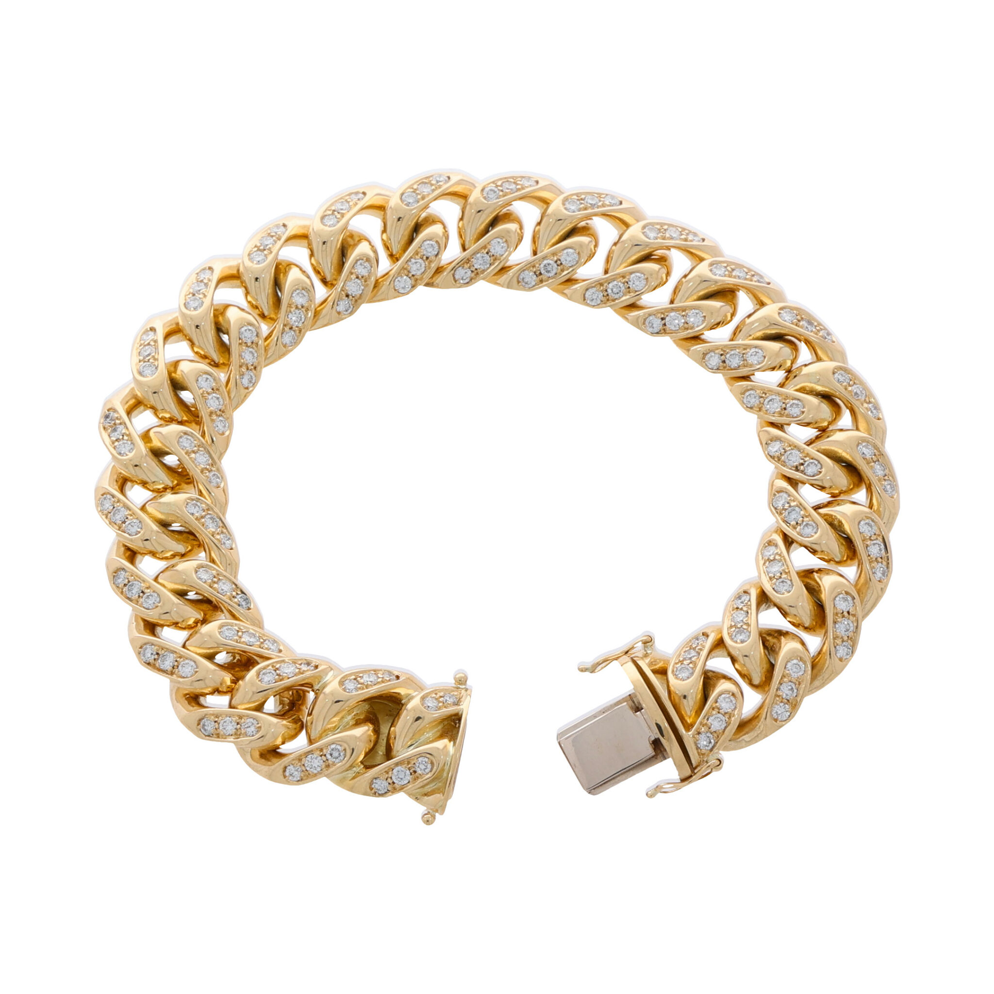 Panzerarmband 20cm Gelbgold 750 / 18K mit 2,5ct Brillanten - Bild 5
