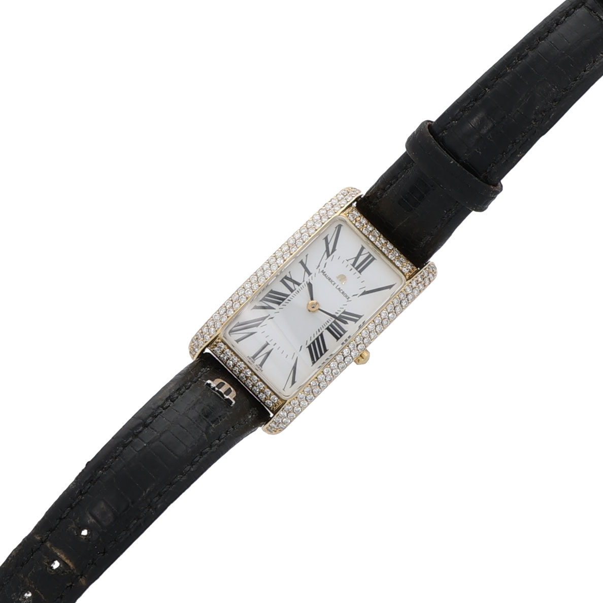 Maurice Lacroix Square Gold 18K Diamond Watch Full Pavée 1 ct TW/vs - Bild 4