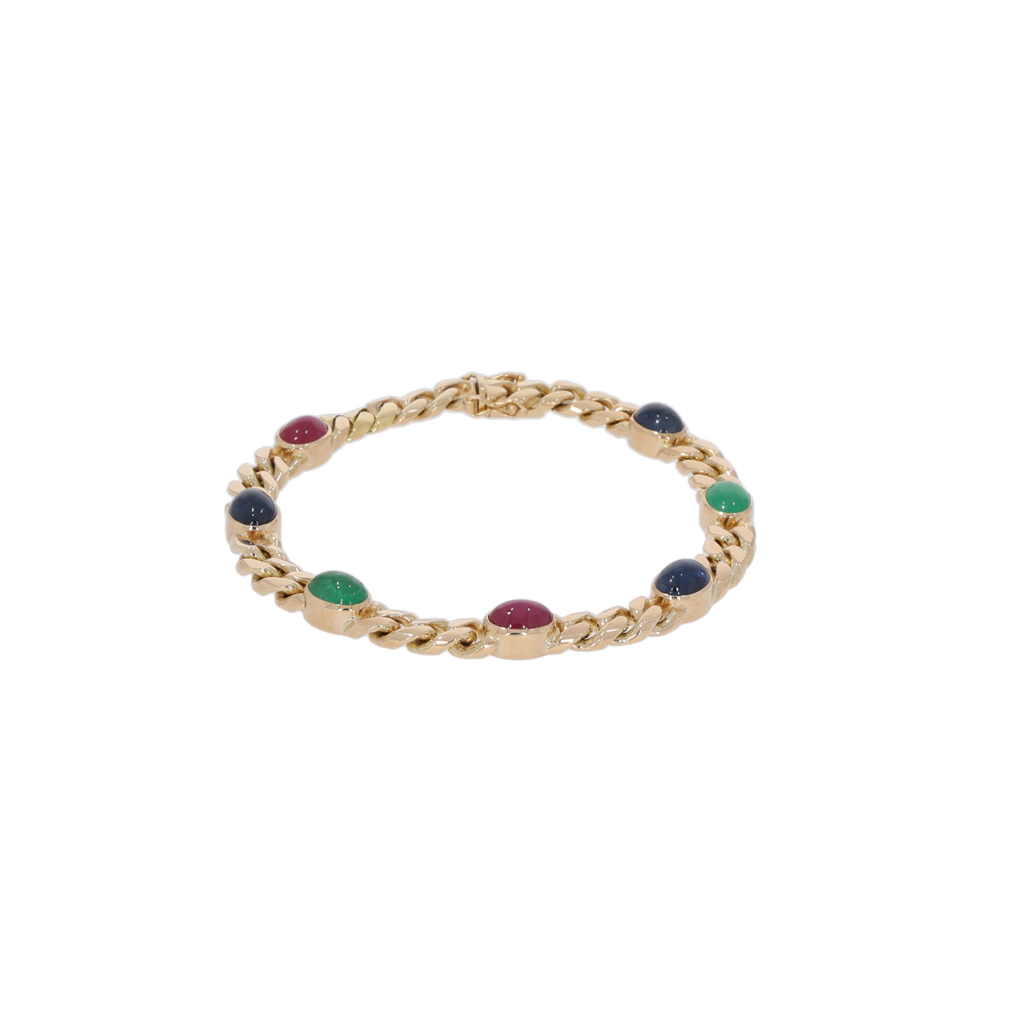 Panzerarmband mit Saphir, Rubin und Smaragd Gelbgold 585 / 14K - Bild 2