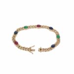 Panzerarmband mit Saphir, Rubin und Smaragd Gelbgold 585 / 14K - Bild 4 Vorschau