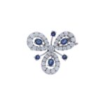 Brosche Weißgold 750 / 18K mit 1,5ct Saphir und 3,13ct Diamanten Vorschau