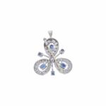 Brosche Weißgold 750 / 18K mit 1,5ct Saphir und 3,13ct Diamanten - Bild 3 Vorschau