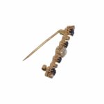 Jugendstil Stabbrosche Gelbgold 585 / 14K mit Diamanten, Saphire - Bild 4 Vorschau