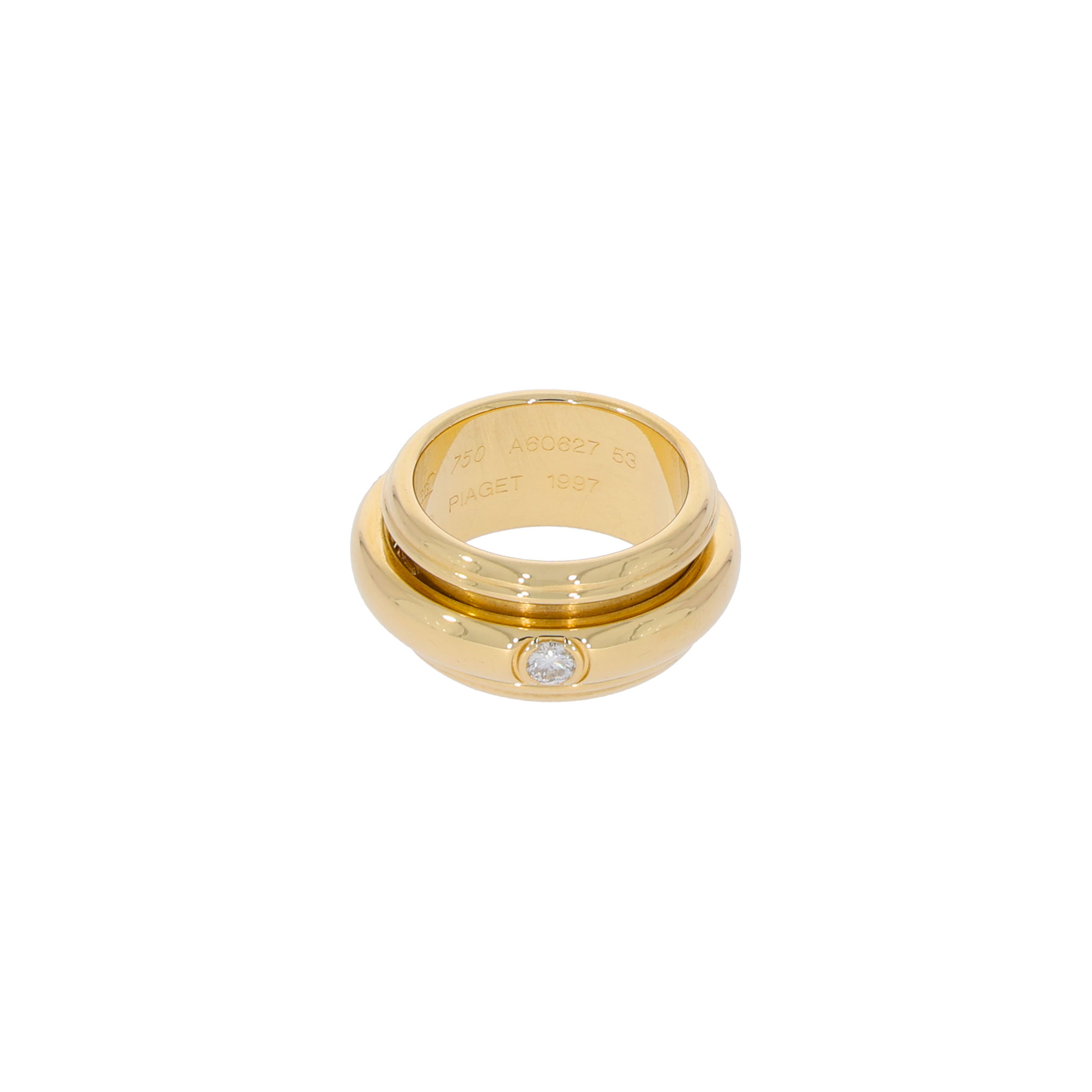 Piaget Drehring Gr. 53 Gelbgold 750 / 18K mit ca. 0,3ct Diamanten - Bild 2