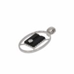 Anhänger Weißgold 585 / 14K mit Onyx Scheibe und ca. 0,25ct Diamant - Bild 2 Vorschau