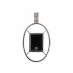 Anhänger Weißgold 585 / 14K mit Onyx Scheibe und ca. 0,25ct Diamant - Bild 4 Vorschau