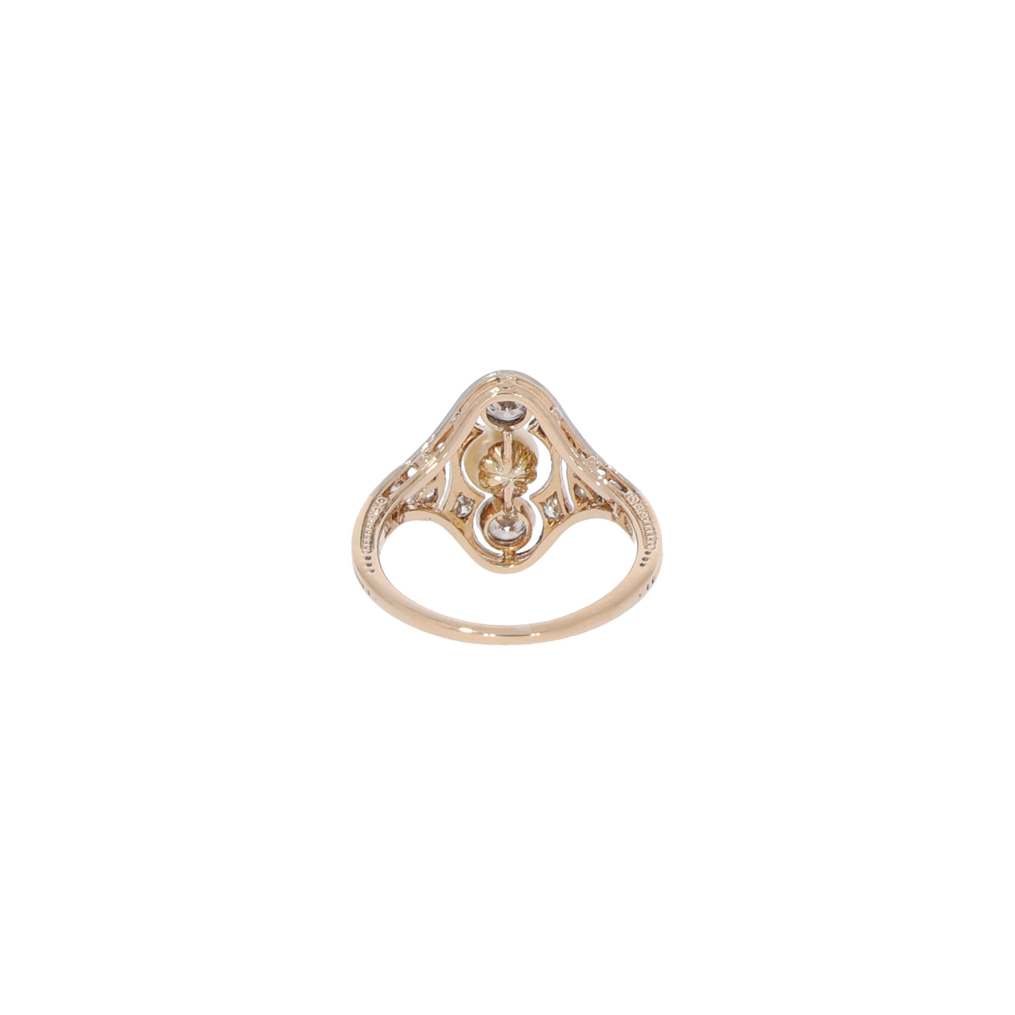 Art Deco Ring Gr.50 Weiß- / Gelbgold 585 / 14K mit ca. 0,25ct Diamanten - Bild 3