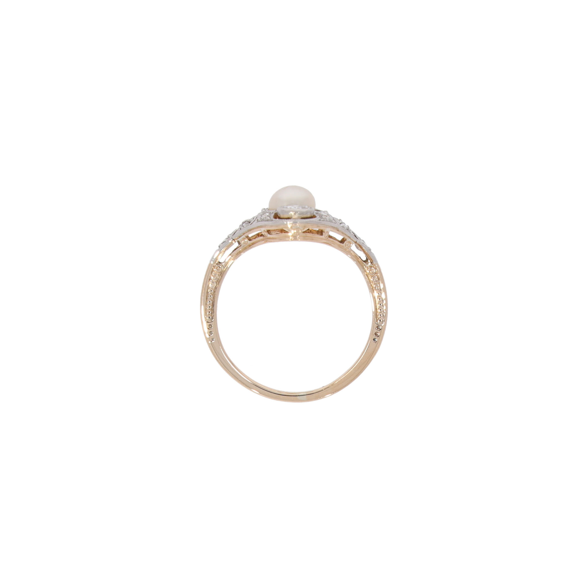 Art Deco Ring Gr.50 Weiß- / Gelbgold 585 / 14K mit ca. 0,25ct Diamanten - Bild 4