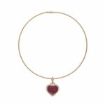 Halsreif mit Herzanhänger Gelbgold 750 / 18K mit ca.1ct Diamanten und Rubinen ca.5ct - Bild 2 Vorschau