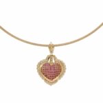 Halsreif mit Herzanhänger Gelbgold 750 / 18K mit ca.1ct Diamanten und Rubinen ca.5ct - Bild 3 Vorschau