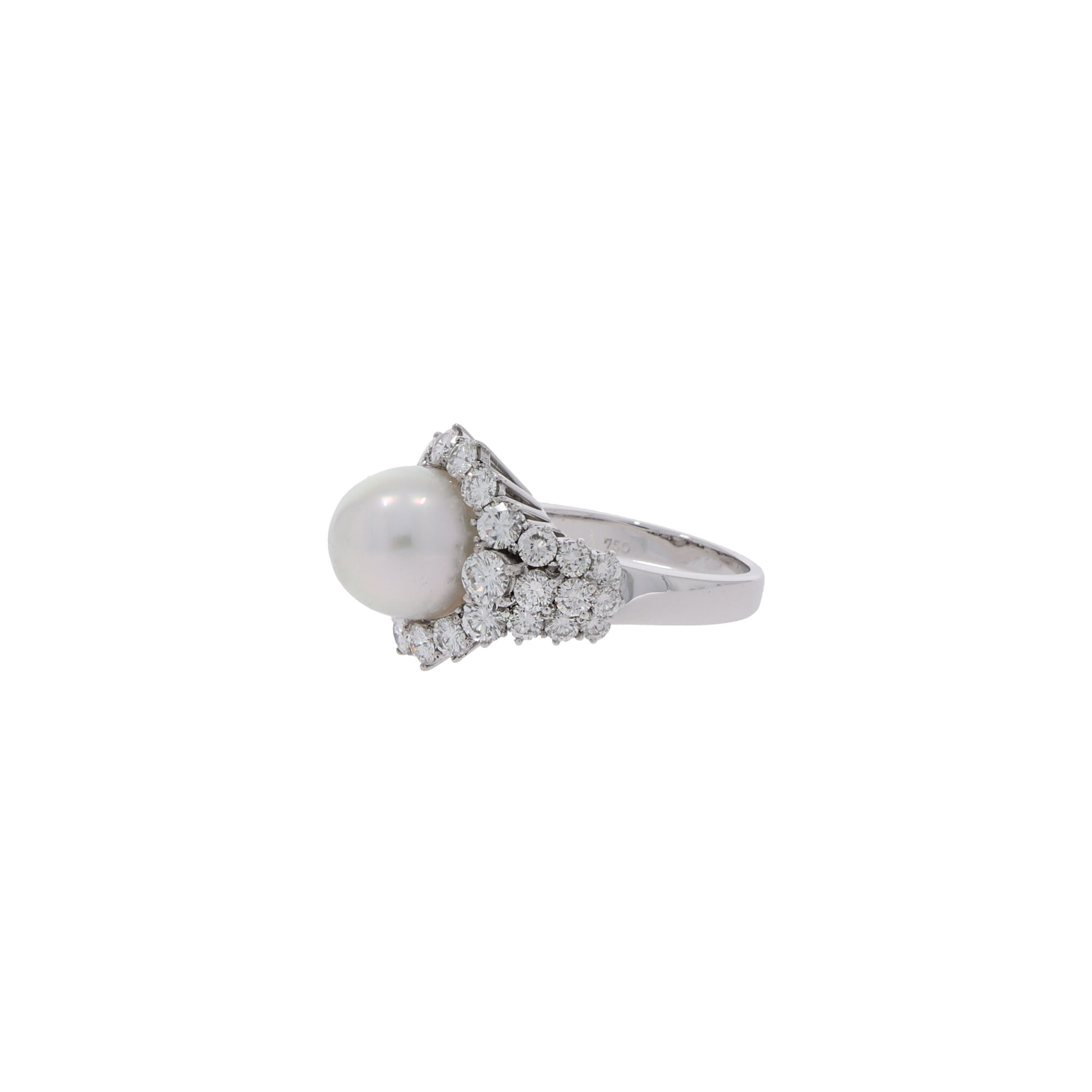 Ring Gr. 57 Weißgold 750 / 18K mit Tahiti Zuchtperle und ca. 2,50 ct Diamanten - Bild 2
