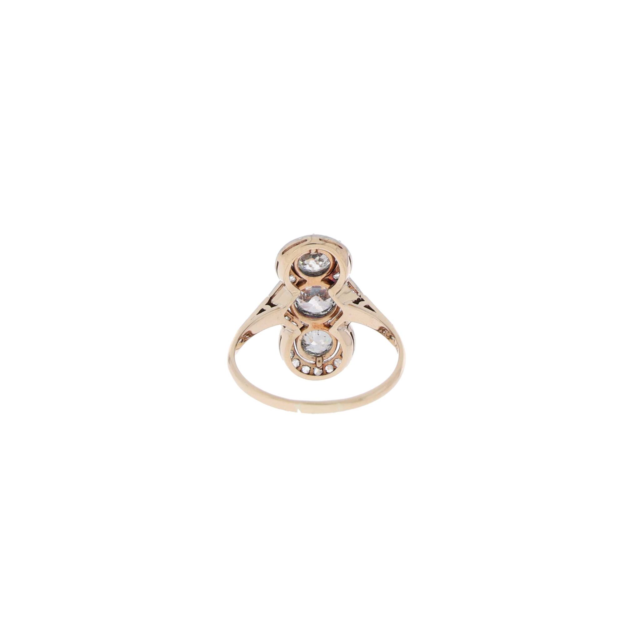Art Deco Ring Gr.55 Gelbgold / Platin mit ca.1,2ct Diamanten - Bild 3