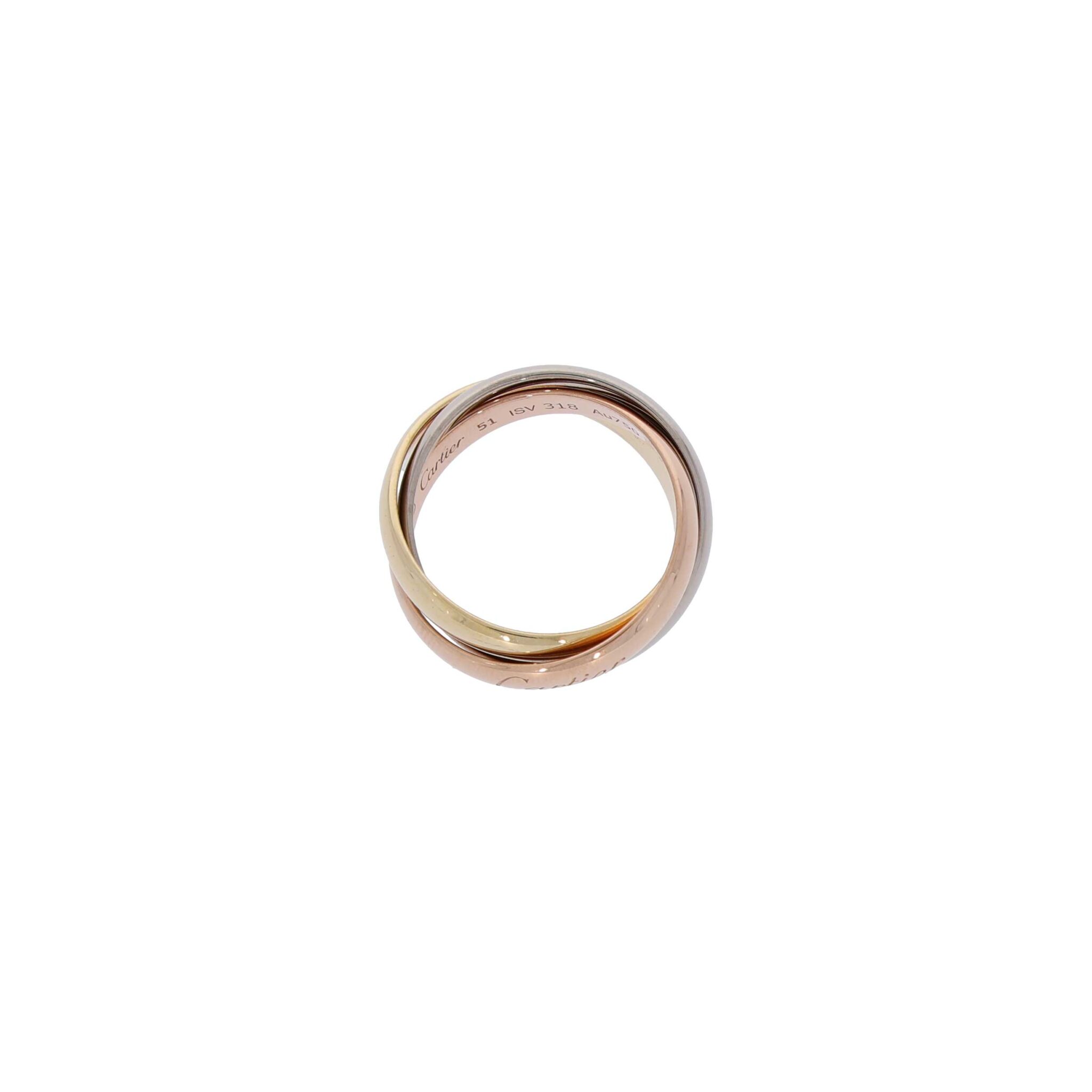 Cartier Trinity Ring Gr.50,5 Mehrfarbiges Gold 750 / 18K mit Box - Bild 3