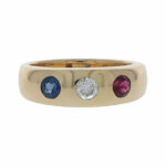 Ring Gr.56 Gelbgold 750 / 18K mit Diamant, Saphir und Rubin - Bild 2 Vorschau
