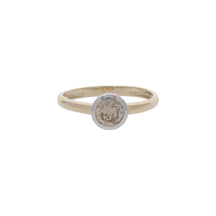 Ring Gr.60 Gelb,- Weißgold 585 / 14K mit ca. 1ct Diamant