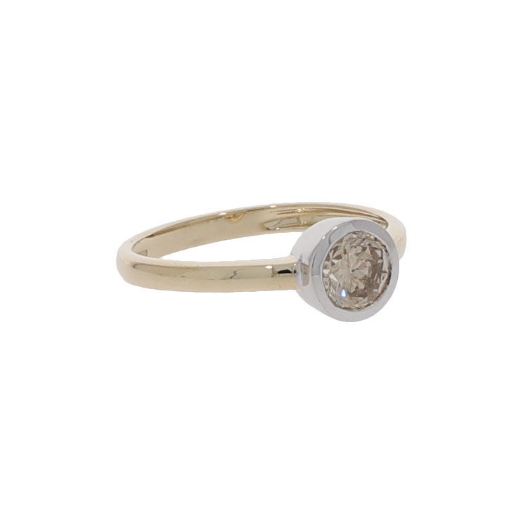 Ring Gr.60 Gelb,- Weißgold 585 / 14K mit ca. 1ct Diamant