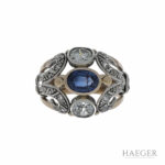 Ring Gr.51 Gelbgold / Silber mit 1,2ct Diamanten und 0,3ct Saphir Vorschau