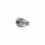 Ring Gr.51 Gelbgold / Silber mit 1,2ct Diamanten und 0,3ct Saphir - Bild 2 Vorschau
