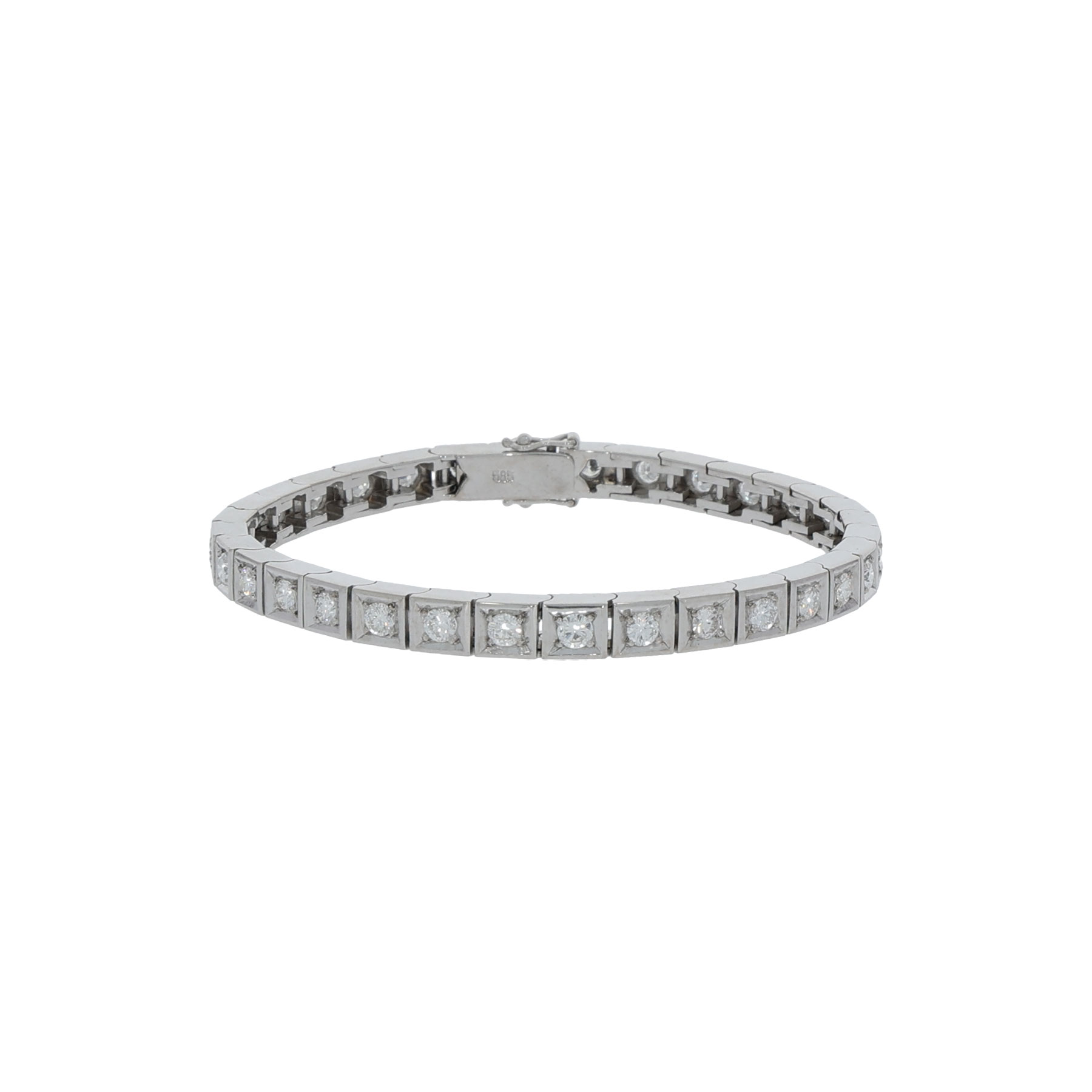 Rieviérearmband 18,5cm Weißgold 585 / 14K mit 2,88ct Diamanten