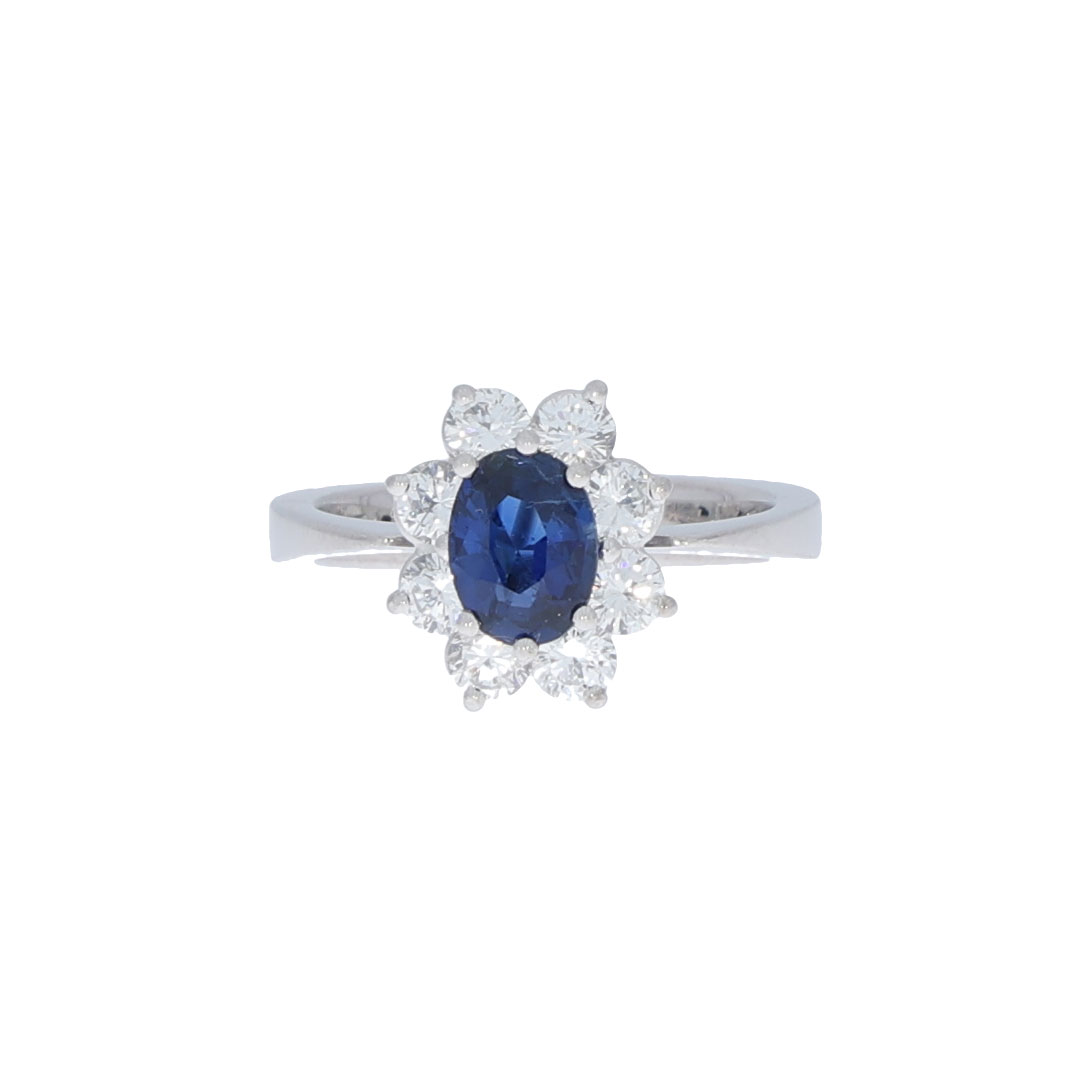 Diamant Saphir Ring Weißgold 750/18K. Gr 52 IF/G