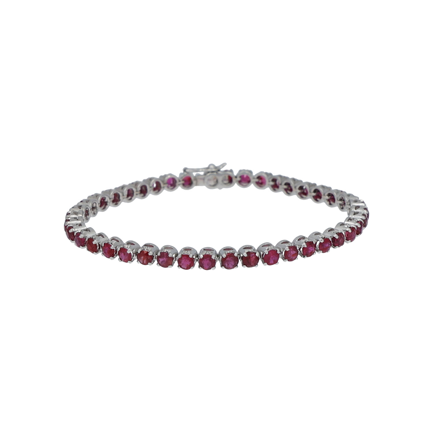 Rubin Tennisarmband Weißgold 585/14k. 17,5cm