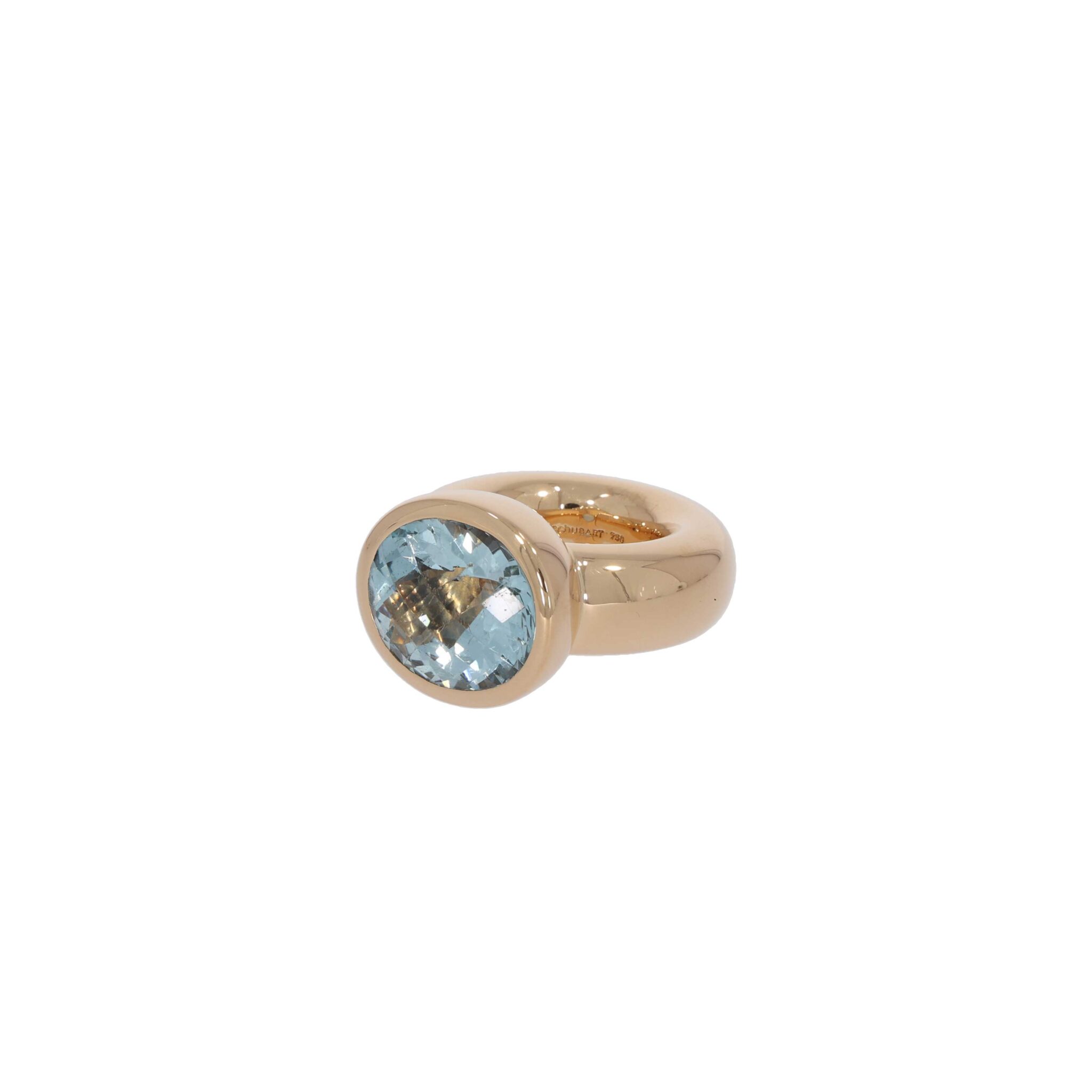 Massiver Bandring von Schubart Gelbgold 750 / 18K mit blauen Topas - Bild 2