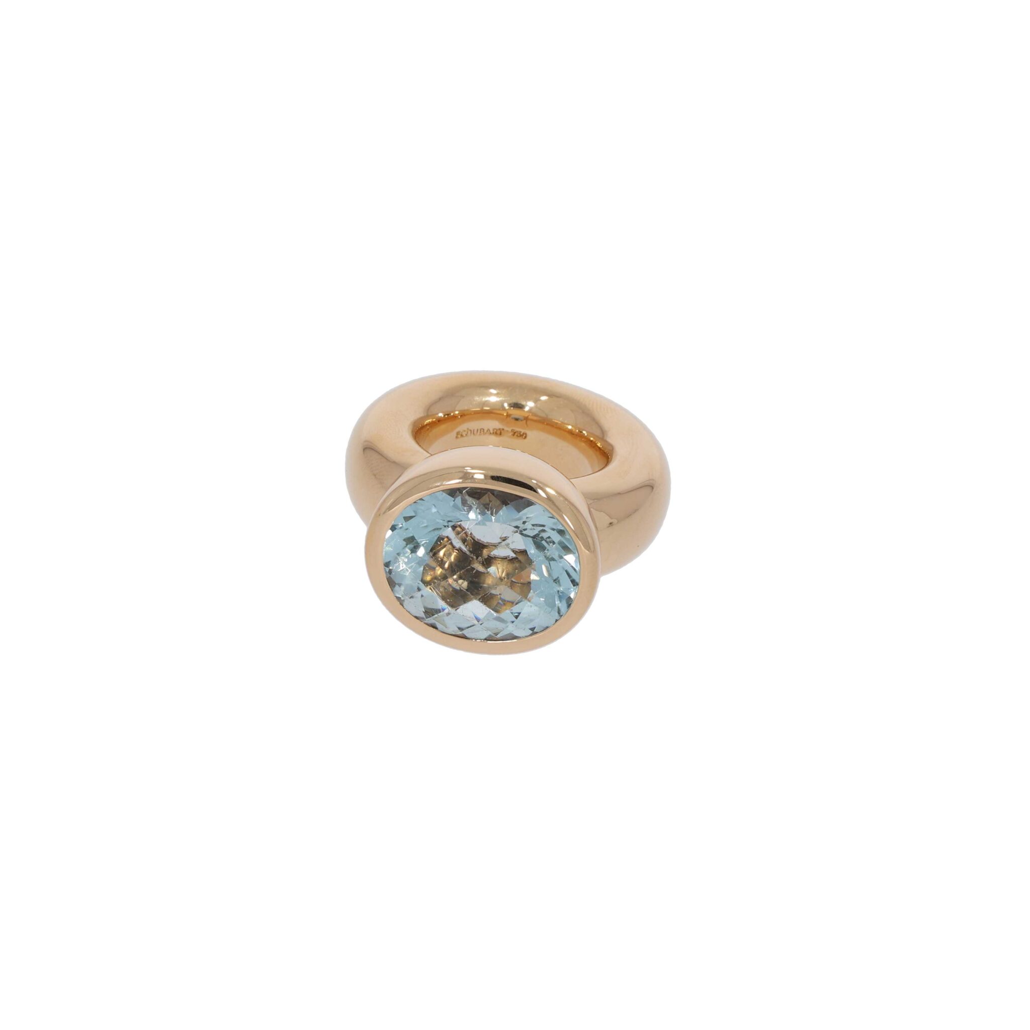 Massiver Bandring von Schubart Gelbgold 750 / 18K mit blauen Topas - Bild 4
