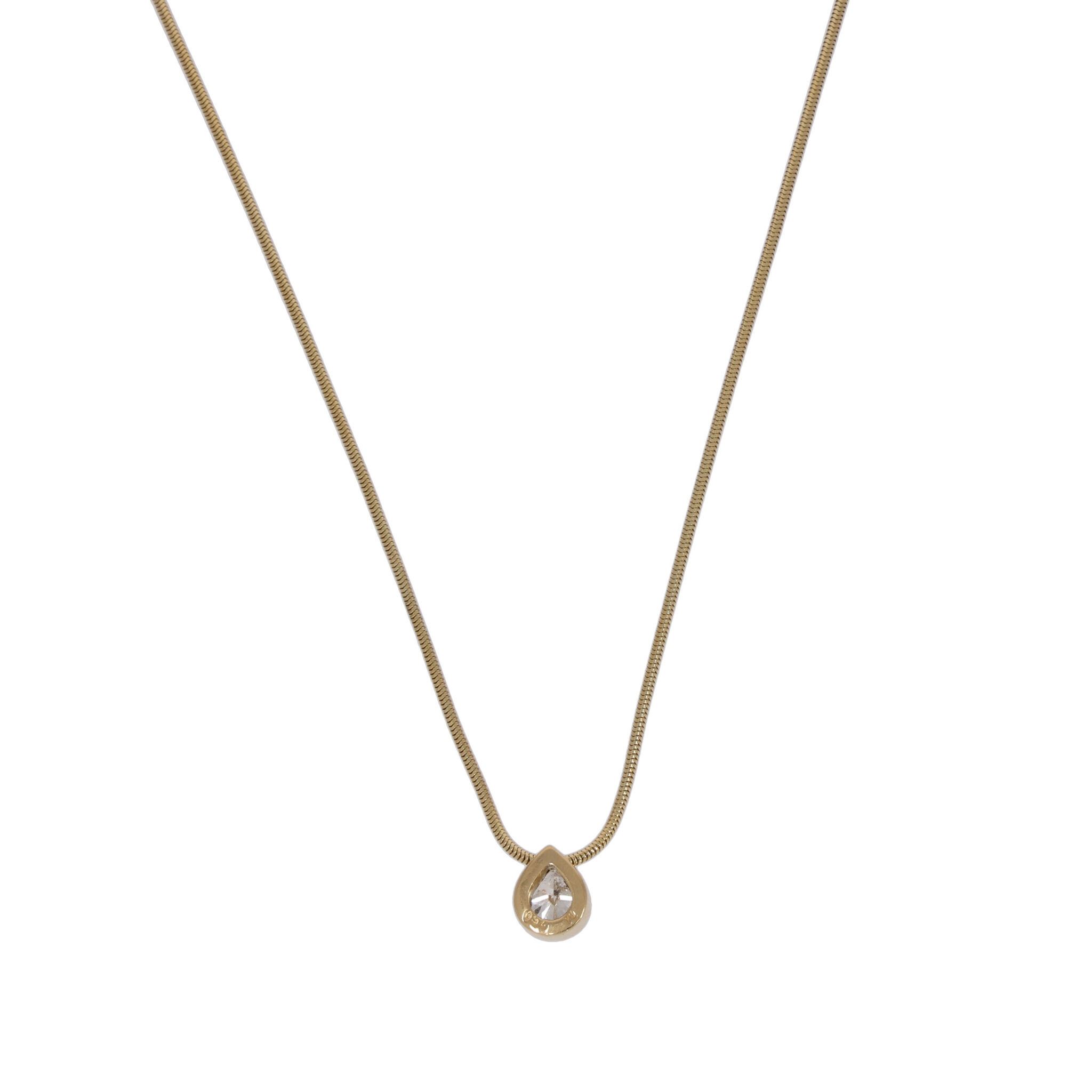 Solitär Tropfen Anhänger 0,6ct Gelbgold 750 / 18K mit Schlangenkette - Bild 4