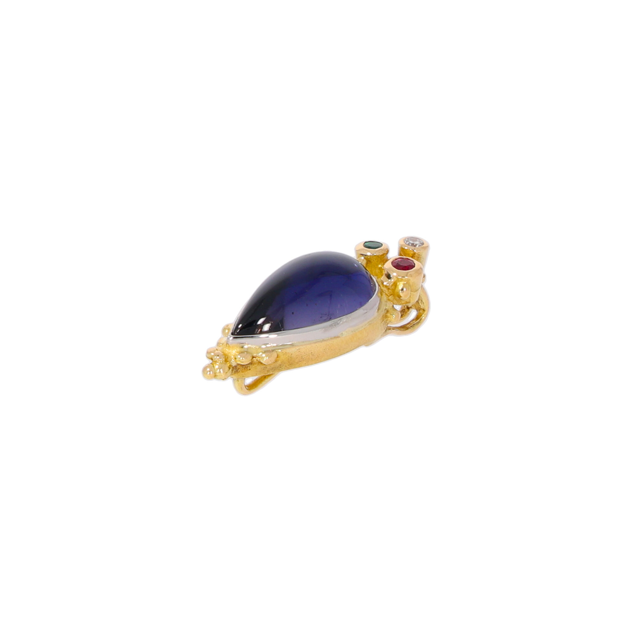 Ehinger Schwarz Anhänger Gelbgold 750 / 18K mit Tranzanit, Diamant, Smaragd, Rubin - Bild 2