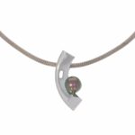 Strickkette Weißgold 750 / 18K mit Tahiti Zuchtperle und ca. 0,2ct Diamanten - Bild 3 Vorschau