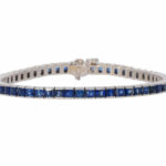 Rieviérearmband Weißgold 750 / 18K mit 5,5 ct Saphir Carrées - Bild 2 Vorschau