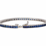 Rieviérearmband Weißgold 750 / 18K mit 5,5 ct Saphir Carrées - Bild 4 Vorschau