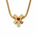Schlangenkette mit X förmigen Anhänger und 0,86ct Tropfen Diamant Gelbgold - Bild 2 Vorschau