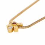 Schlangenkette mit X förmigen Anhänger und 0,86ct Tropfen Diamant Gelbgold - Bild 3 Vorschau
