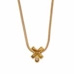 Schlangenkette mit X förmigen Anhänger und 0,86ct Tropfen Diamant Gelbgold - Bild 4 Vorschau